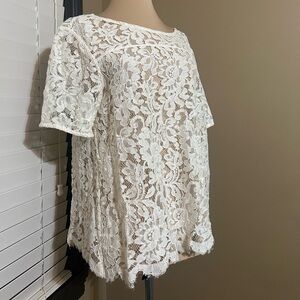 LOFT White Floral Lace Blouse